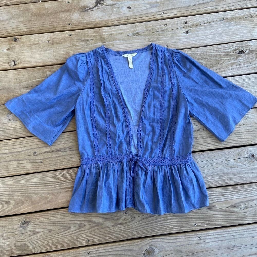 Matilda Jane Hour By Hour Chambray Tie Cardigan Small